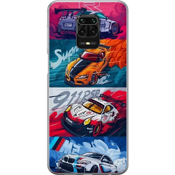Xiaomi Redmi Note 9S Läpinäkyvä kuori Nopeat Autot - Piirretty Kuvio Toiminnalla