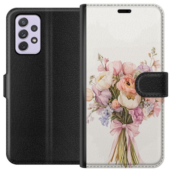 Samsung Galaxy A52s 5G Plånboksfodral Mobilskal med färgglad blombukett i romantisk stil