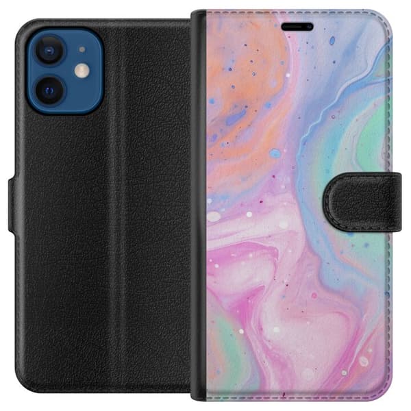 Kompatibel Tegnebogsetui til Apple iPhone 12 mini Pastelmarmor