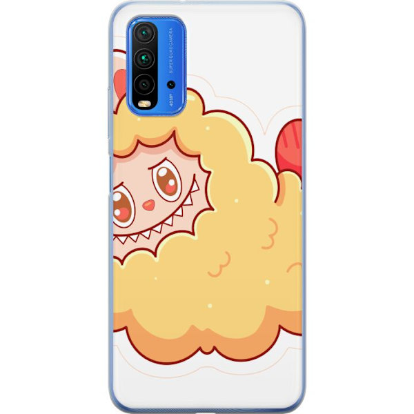 Xiaomi Redmi 9T Genomskinligt Skal Labubu Tvättbjörn Pop Mart Figur Samlarobjekt Söt Design Populärt Motiv Art Toy Kreativ Figurserie