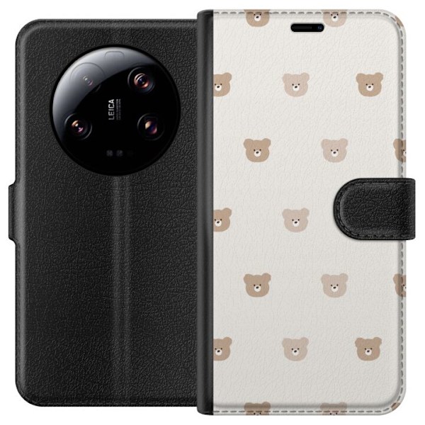 Xiaomi 13 Ultra Plånboksfodral Teddy Background – gulliga nallar mot mjuk bakgrund