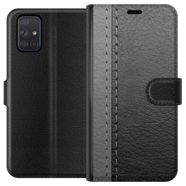 Samsung Galaxy A71 Plånboksfodral Black & Grey Leather
