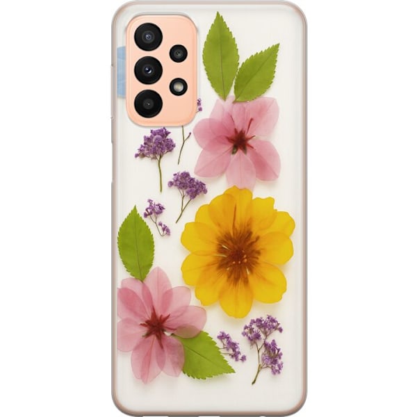 Samsung Galaxy A23 Gennemsigtig cover Pressede blomster