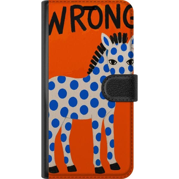 Kompatibel Tegnebogsetui til Google Pixel 10 Pro Kunstnerisk zebramotiv med store blå prikker og orange baggrund orange
