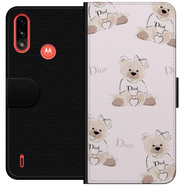 Motorola Moto E7 Power Tegnebogsetui Teddy Dior Vibes - luksur