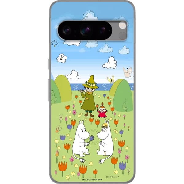 Kompatibelt Mobildeksel til Google Pixel 8 Pro Mumin i blomsteräng grønn