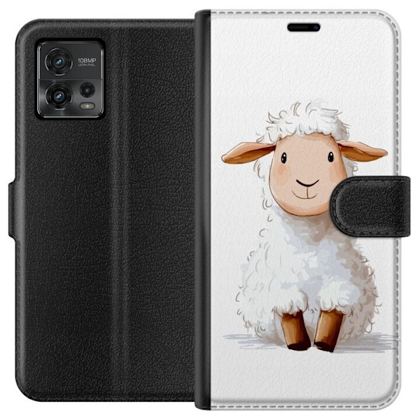 Motorola Moto G72 Lompakkokotelo Suloinen Lammas - lasten ja vauvan tuotteita sarjakuvatyyliin
