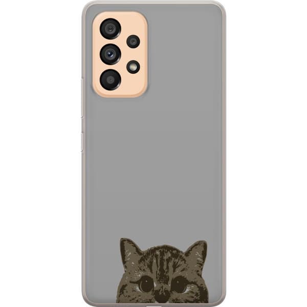 Kompatibelt Mobildeksel til Samsung Galaxy A53 5G Grå Kattblikk - stilren katte design med grå bakgrunn