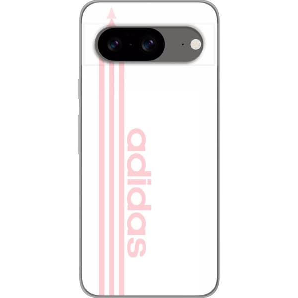 Kompatibelt Mobildeksel til Google Pixel 8 Rosa minimalistisk typografisk design med vertikale striper og tekst på hvit bakgrunn hvit
