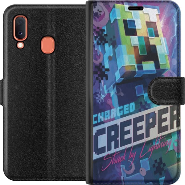 Kompatibelt Plånboksfodral till Samsung Galaxy A20e Minecraft Creeper