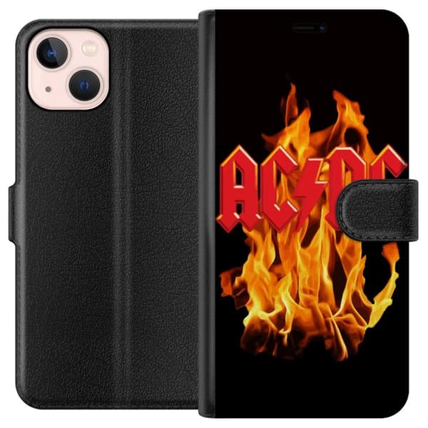 Kompatibelt Plånboksfodral till Apple iPhone 13 AC DC Eld Rock Band Musik