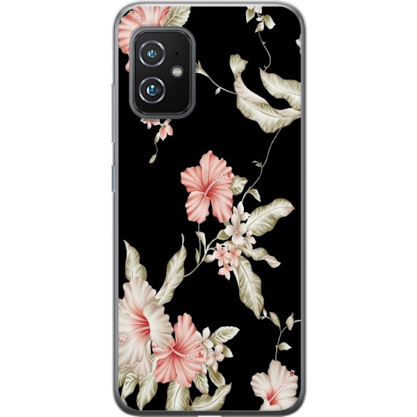 Asus Zenfone 8 Cover / Mobilcover - Blomstermønster Sort