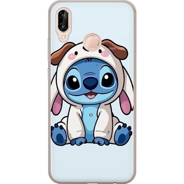 Huawei P20 lite Läpinäkyvä kuori Stitch Koirapuku Lilo & Stitch Disney Hauska Design Sininen Avaruusolento Sarjakuva Hahmo Suosittu Lapsille Suosit
