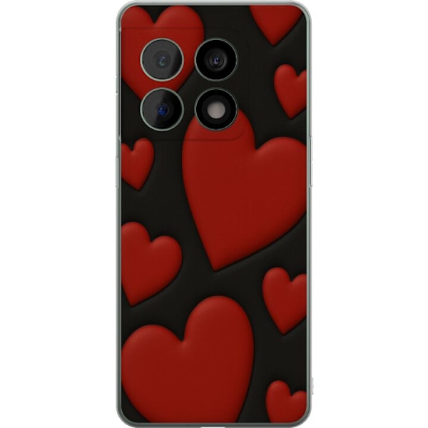 OnePlus 10 Pro Gennemsigtig cover Rød Fløjlshjerter