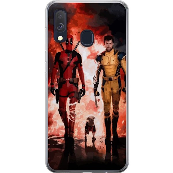 Samsung Galaxy A40 Läpinäkyvä kuori Wolverine Deadpool