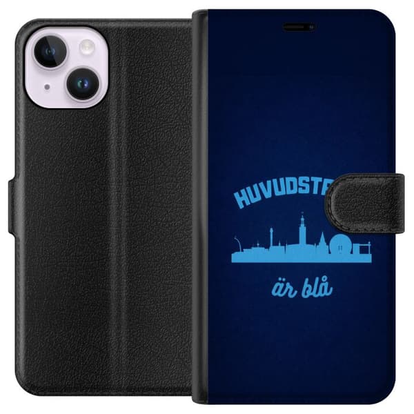 Kompatibel Tegnebogsetui til Apple iPhone 14 Djurgården er blå