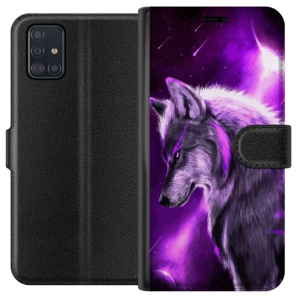 Kompatibelt Plånboksfodral till Samsung Galaxy A51 Lila Varg