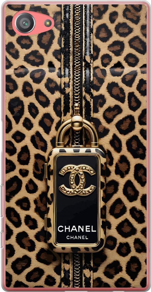 Kompatibelt Mobilskal till Sony Xperia Z5 Compact Leopardmönster med guldfärgat hänglås och emblem