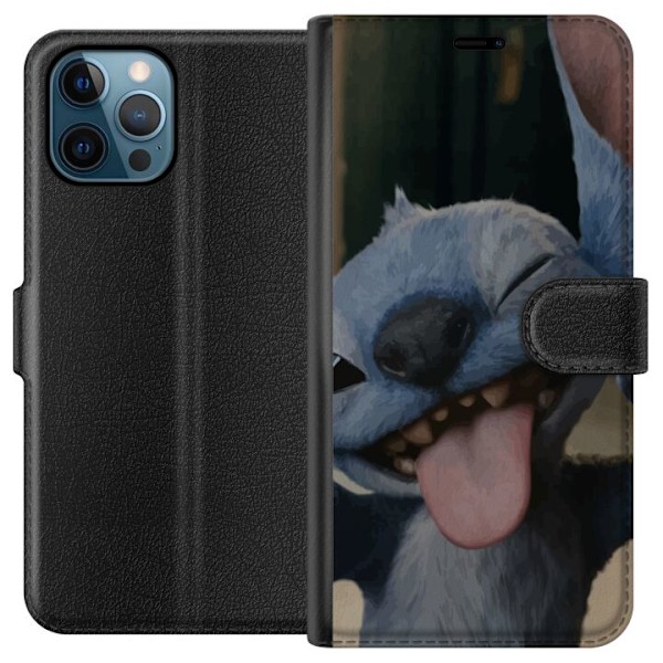 Apple iPhone 12 Pro Tegnebogsetui Stitch Sød Alien - Blå Favorit fra Ydre Rummet
