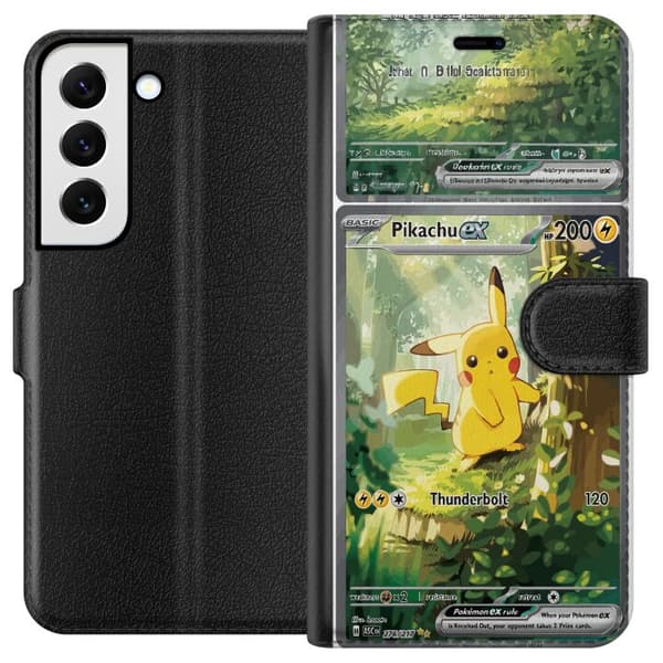 Kompatibel Tegnebogsetui til Samsung Galaxy S22 5G Pikachu grøn