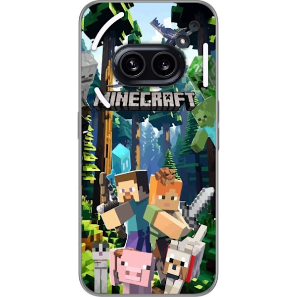 Nothing Phone (2a) Läpinäkyvä kuori Minecraft-matkapuhelinkotelo metsällä ja pikselityylisillä hahmoilla