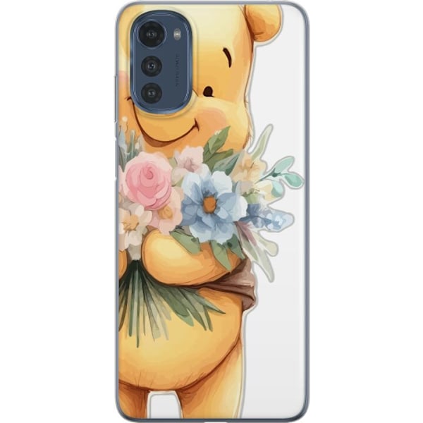 Motorola Moto E32s Gennemsigtig cover Nalle Puh med blomster -