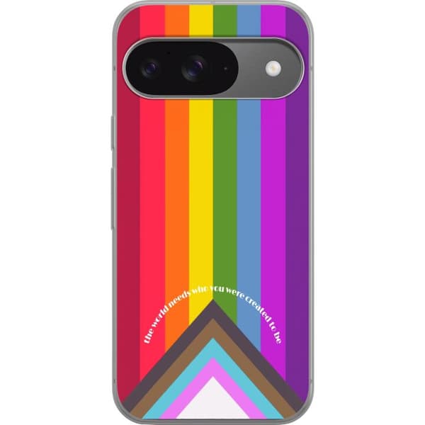 Kompatibelt Mobildeksel til Google Pixel 9 Fargerik Pride-regnbue med inspirerende sitater