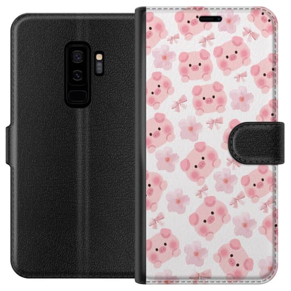 Kompatibel Tegnebogsetui til Samsung Galaxy S9+ Søde grise med blomster og sløjfer i lyserøde mønstre