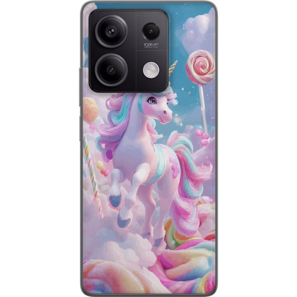Xiaomi Redmi Note 13 Pro Gennemsigtig cover Enhjørning Candy Pastel Kawaii Motiv Sød Populær Farve Grafisk Trend Børne Motiv Fantasy Art