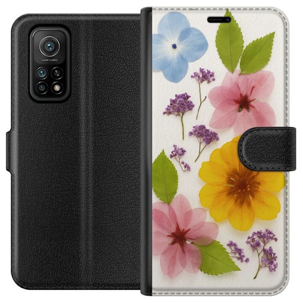Xiaomi Mi 10T 5G Plånboksfodral Pressade blommor