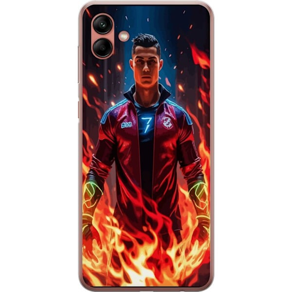 Samsung Galaxy A04 Gennemsigtig cover Ronaldo Inferno - fodboldhelt i flammer