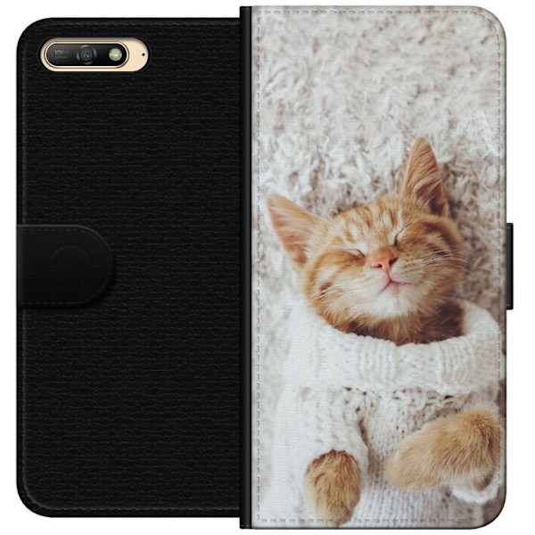 Huawei Y6 (2018) Lompakkokotelo Kitten Neule