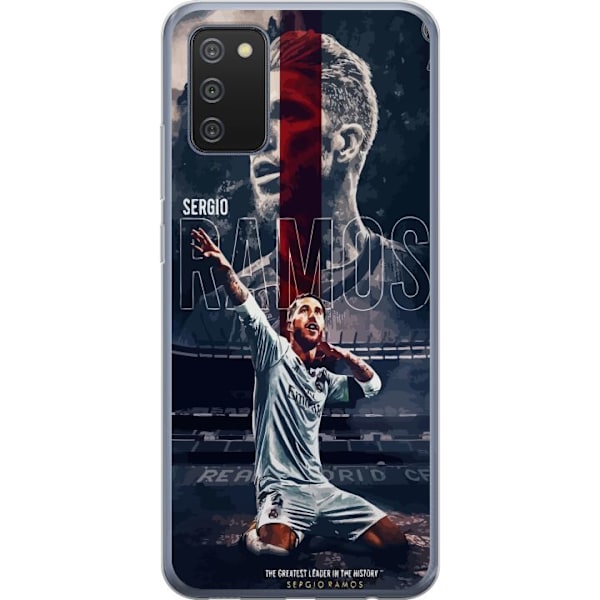 Samsung Galaxy A02s Läpinäkyvä kuori Ramos Jalkapallolegenda Motiivi Pelaaja Real Madrid Espanja Takaisin Ikoni Nimi Jalkapallotähti Urheilu
