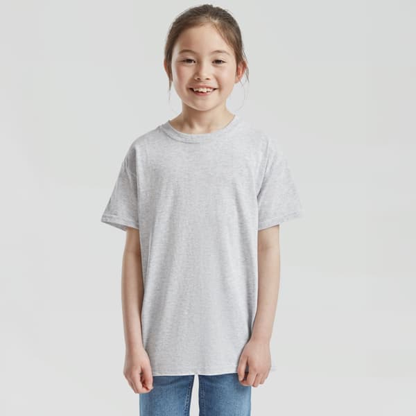 Barn T-shirt Grå 7-8 År Orange hamburgerfigur med utstående ögon rosa tunga och blå skylt grå 7-8 År