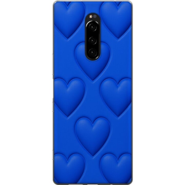 Sony Xperia 1 Läpinäkyvä kuori Siniset Sydämet