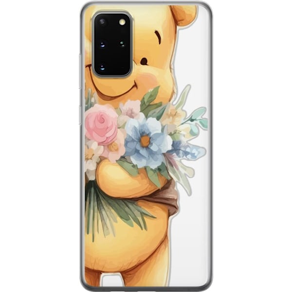 Samsung Galaxy S20+ Genomskinligt Skal Nalle Puh med blommor – klassisk barnfavorit i blommande vårmiljö