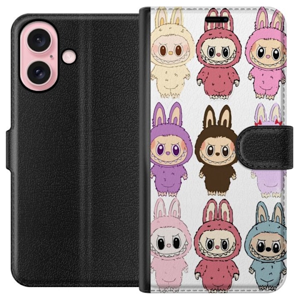 Apple iPhone 16 Lommeboketui Labubu Pink Monster - Popkunst me