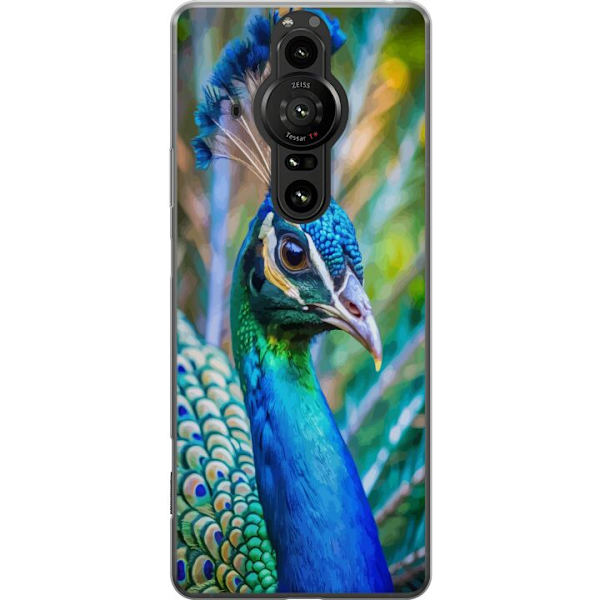 Sony Xperia Pro-I Läpinäkyvä kuori Pavun Sulat Värikäs Design Lintuaihe Eksoottinen Graafinen Suunnittelu Luonto Ylellinen Koristelu