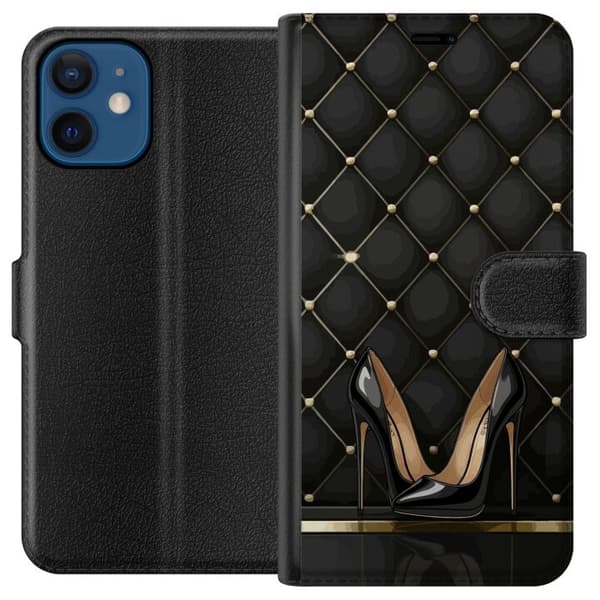 Kompatibel Tegnebogsetui til Apple iPhone 12 mini Sorte højhælede sko i elegant stil