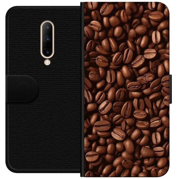 Kompatibelt Plånboksfodral till OnePlus 7 Pro Kaffebönor närbild brun