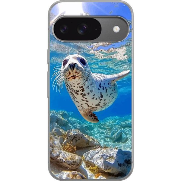 Google Pixel 9 Pro Läpinäkyvä kuori Myynti Meri Uiminen Eläinaihe Luonto Vesimotiivi Sininen Suunnittelu Meriteema Suosittu Motiivi Villieläimet