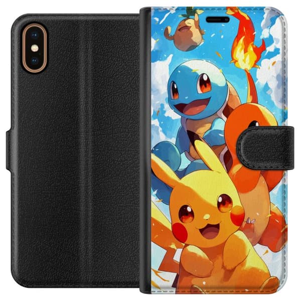 Kompatibel Tegnebogsetui til Apple iPhone X Pocket Creatures - inspireret af Pokémon uden at nævne navnet
