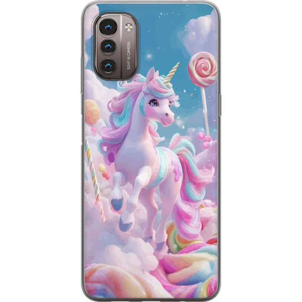 Nokia G21 Genomskinligt Skal Enhörning Candy Pastell Kawaii Motiv Söt Populär Färg Grafiskt Trend Barn Motiv Fantasy Art