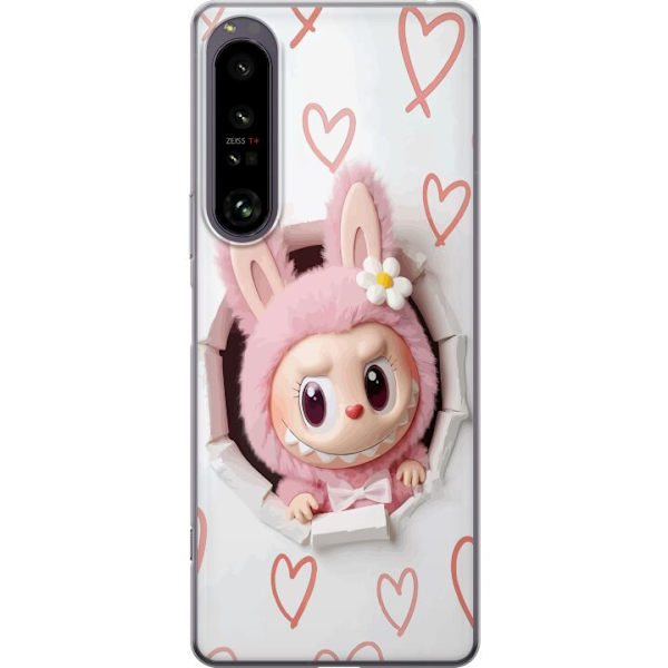 Sony Xperia 1 IV Läpinäkyvä kuori Labubu Sydän Taustakuva Pop Mart Rakkausteema Hahmodesign Suosittu Motiivi Keräilytaideteossarja