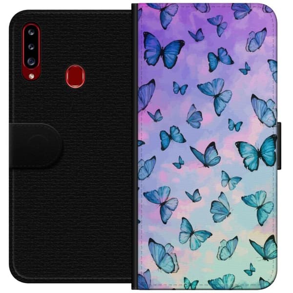 Kompatibel Tegnebogsetui til Samsung Galaxy A20s Sommerfugle