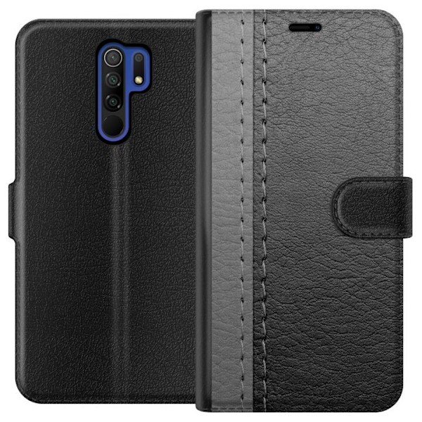 Xiaomi Redmi 9 Tegnebogsetui Sort & Grå Læder