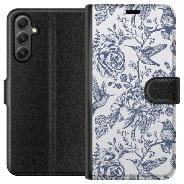 Samsung Galaxy A24 4G Tegnebogsetui Blomster & Fugle - Romanti