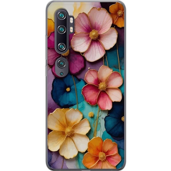 Xiaomi Mi Note 10 Gjennomsiktig deksel Blomster Farger