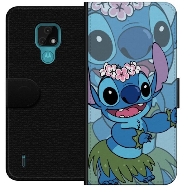Motorola Moto E7 Tegnebogsetui Stitch under Stjernerne - Magisk Anime-stil