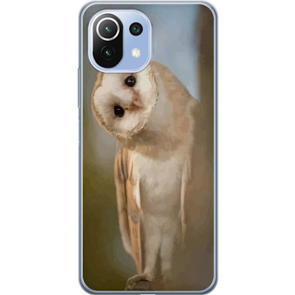Xiaomi Mi 11 Lite Genomskinligt Skal Uggla Nyfiken Blick Fågelmotiv Skog Natur Grafiskt Design Populärt Motiv Djur Tema Dekoration